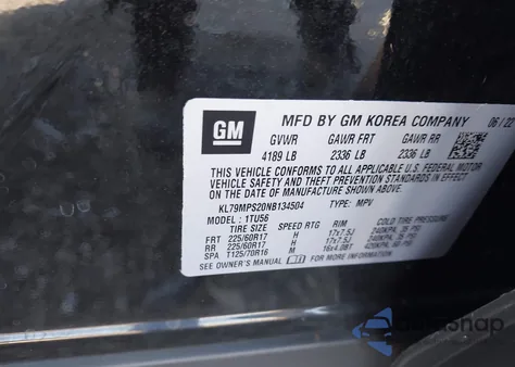 2022 Chevrolet Trailblazer Fwd Lt from USA, damaged, VIN KL79MPS20NB134504